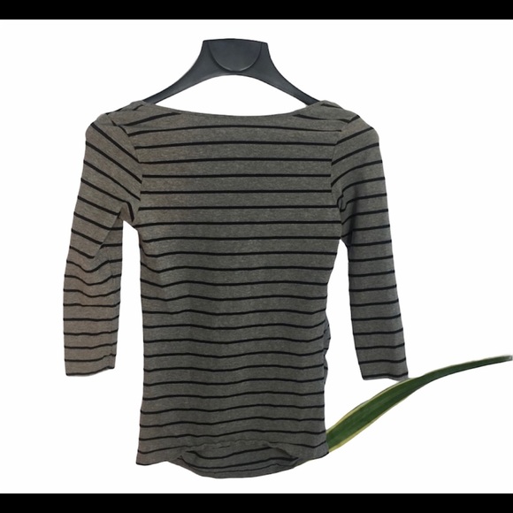 H&M MAMA Maternity Gray & Black Striped Top Size S - Picture 3 of 11